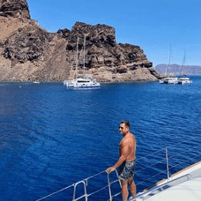 swimming in Santorini