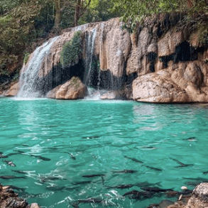 Erawan Waterfalls clear water thailand