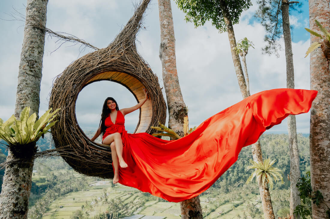 VIP Flying Dress Photoshoot - Swing, Birds Nest & Rice Terrace | Bali ...