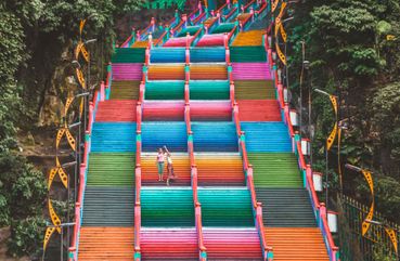 Batu Caves colorful stairs